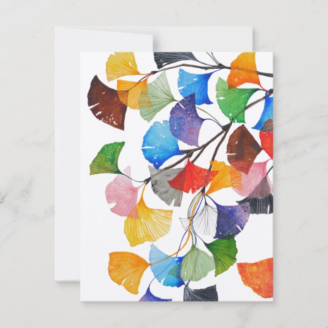 Colourful Ginkgo Biloba - Blank Card V2 (Front)