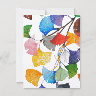 Colourful Ginkgo Biloba - Blank Card V3