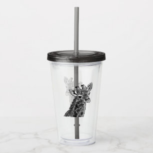 Colourful giraffe acrylic tumbler