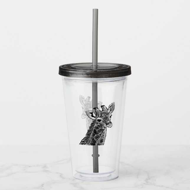 Colourful giraffe acrylic tumbler (Front)