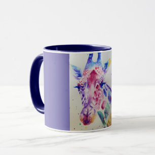 Colourful Giraffe Animal Watercolour Art Design  Mug