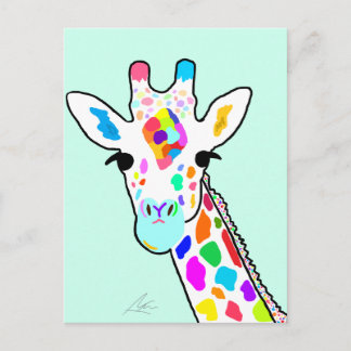 Colourful Giraffe Modern Art Postcard