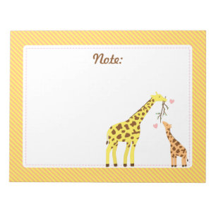Colourful Giraffe Mummy and Baby Calf For Kids Notepad
