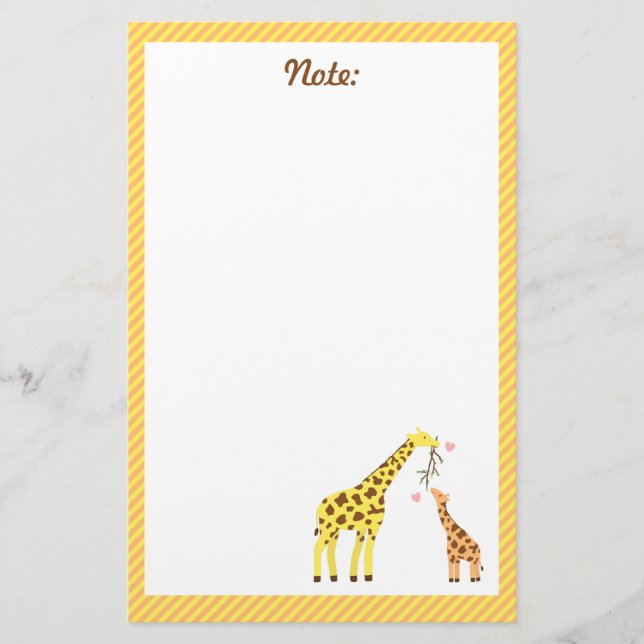 Colourful Giraffe Mummy and Baby Calf For Kids Stationery (Front)