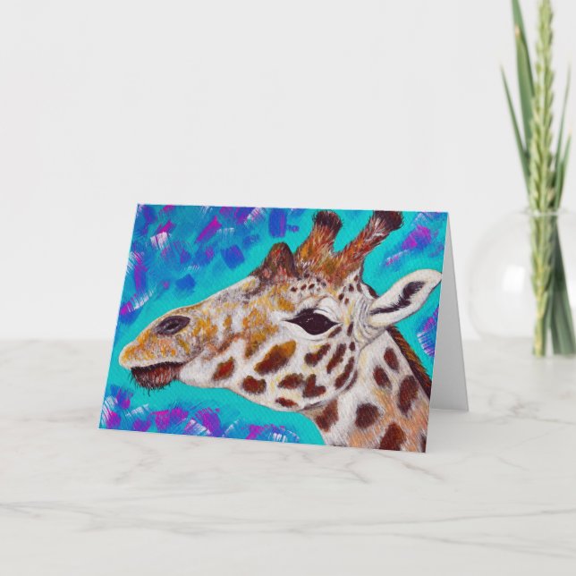 Colourful Giraffe Painting Card (Front)
