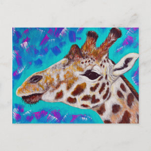 Colourful Giraffe Painting Postcard