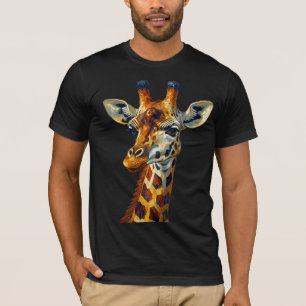 Colourful Giraffe Portrait Oil Painting Art T-Shirt