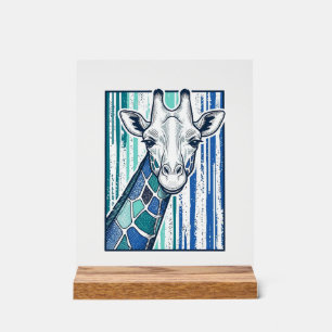 Colourful Giraffe Portrait Vintage Engraving Vecto Acrylic Sign
