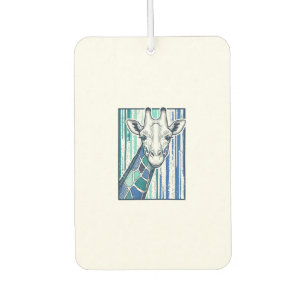 Colourful Giraffe Portrait Vintage Engraving Vecto Car Air Freshener