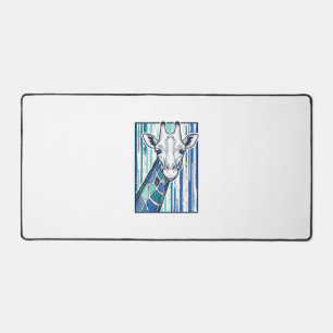 Colourful Giraffe Portrait Vintage Engraving Vecto Desk Mat