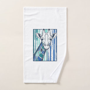 Colourful Giraffe Portrait Vintage Engraving Vecto Hand Towel