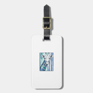 Colourful Giraffe Portrait Vintage Engraving Vecto Luggage Tag