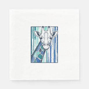 Colourful Giraffe Portrait Vintage Engraving Vecto Napkin