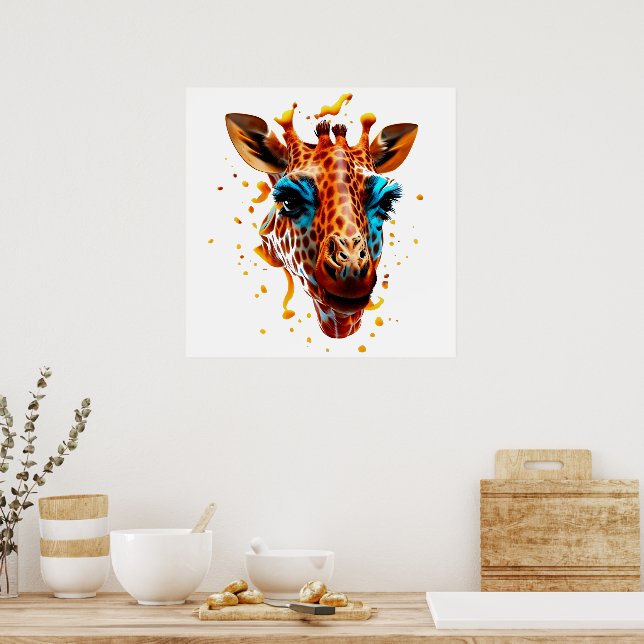 Colourful Giraffe Poster (Kitchen)