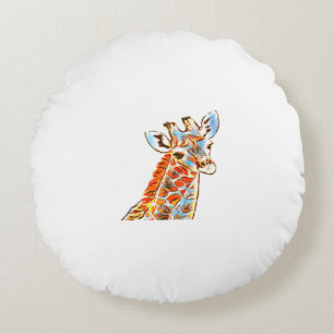Colourful giraffe round pillow
