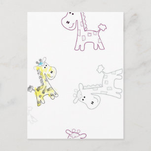 Colourful Giraffe Sketch Postcard – Artistic Anima