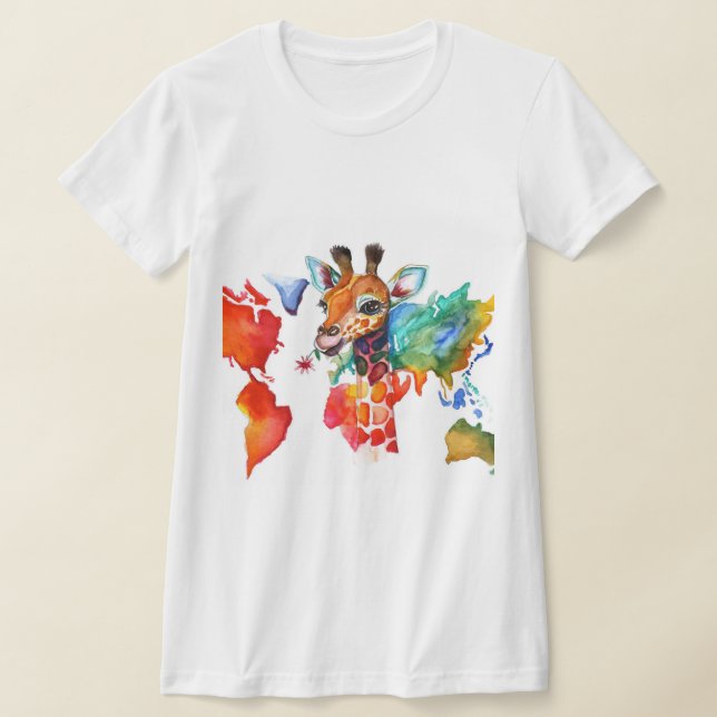 Colourful giraffe T-Shirt (Laydown)