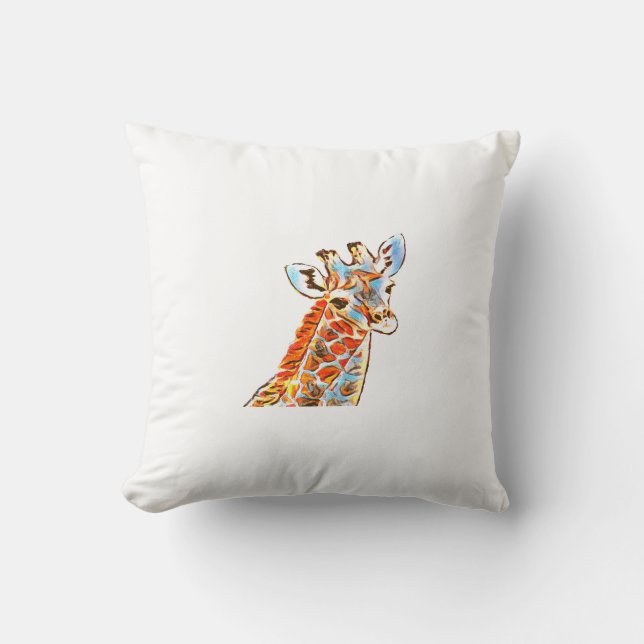 Colourful giraffe throw pillow (Front)