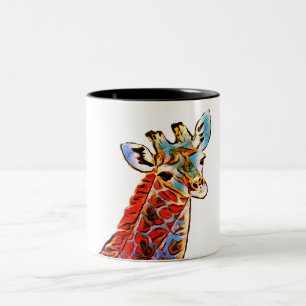 Colourful giraffe Two-Tone coffee mug
