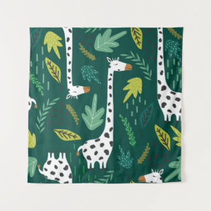 Colourful Giraffes: Decorative Animal Pattern. Tapestry