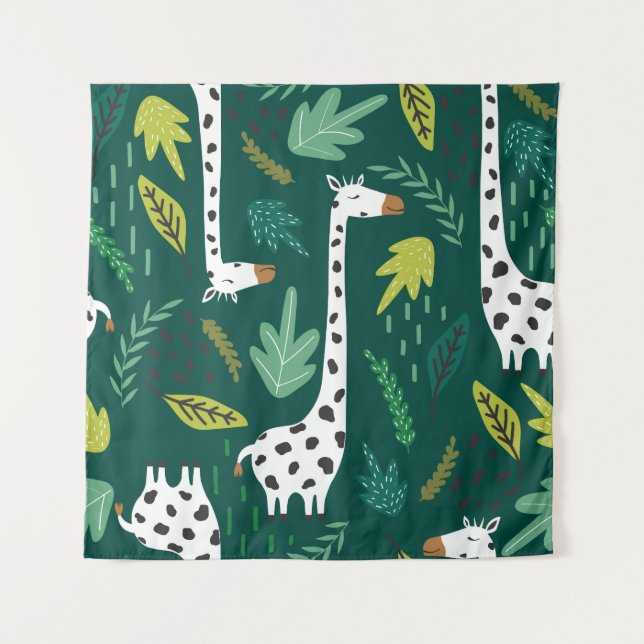 Colourful Giraffes: Decorative Animal Pattern. Tapestry (Front)