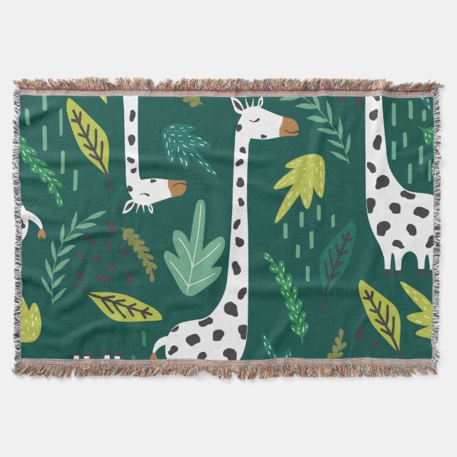 Colourful Giraffes: Decorative Animal Pattern. Throw Blanket (Front)