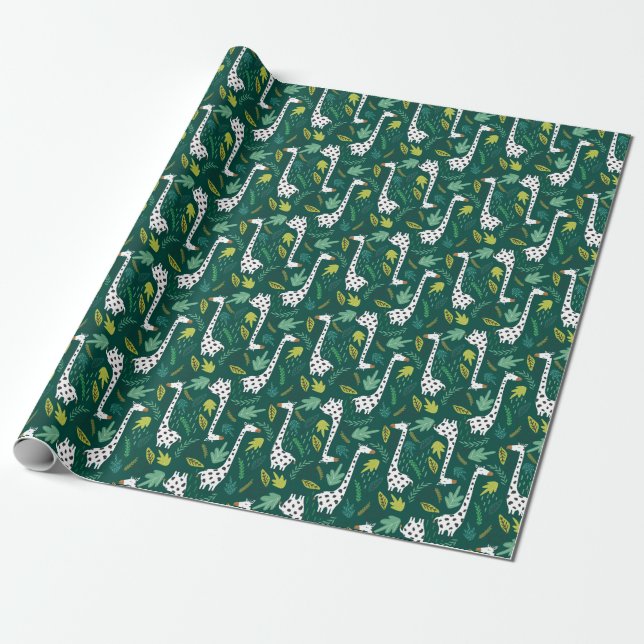 Colourful Giraffes: Decorative Animal Pattern. Wrapping Paper (Unrolled)