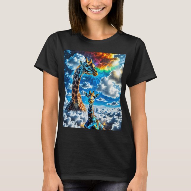 Colourful Giraffes - Heads in the Clouds T-Shirt (Front)