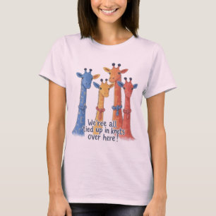 Colourful Giraffes Knotted Funny Animal T-Shirt