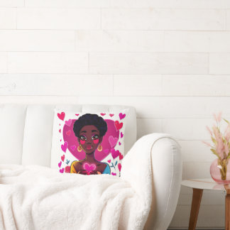 Colourful Girl Art Throw Pillow – Vibrant Home Déc