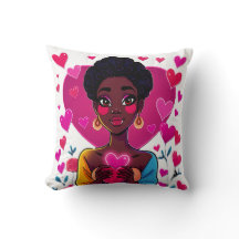 Colourful Girl Art Throw Pillow – Vibrant Home Déc