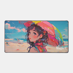 Colourful Girl Photo On The Beach Desk Mat