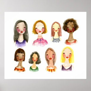Colourful Girls Art Poster