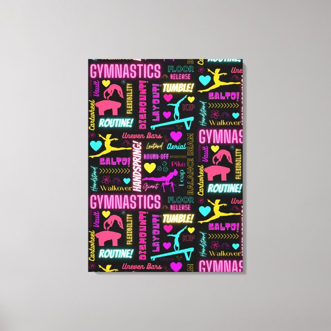 Colourful Girls Gymnastics Glossary Typography     Canvas Print (Front)