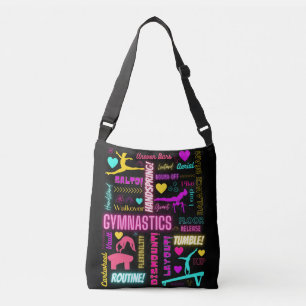 Colourful Girls Gymnastics Glossary Typography    Crossbody Bag