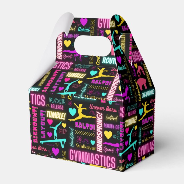 Colourful Girls Gymnastics Glossary Typography     Favour Box (Front Side)