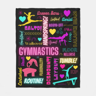 Colourful Girls Gymnastics Glossary Typography Fleece Blanket