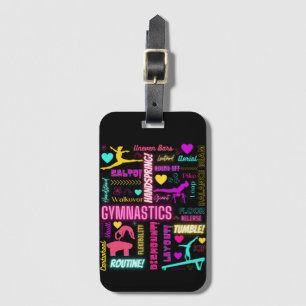 Colourful Girls Gymnastics Glossary Typography Luggage Tag