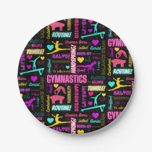 Colourful Girls Gymnastics Glossary Typography     Paper Plate