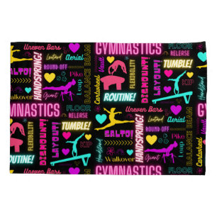 Colourful Girls Gymnastics Glossary Typography    Pillowcase