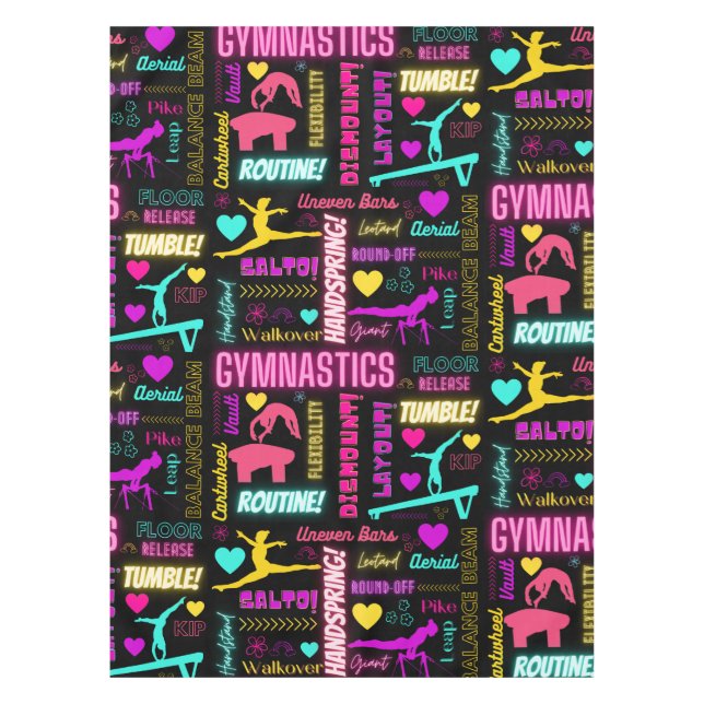 Colourful Girls Gymnastics Glossary Typography     Tablecloth (Front)