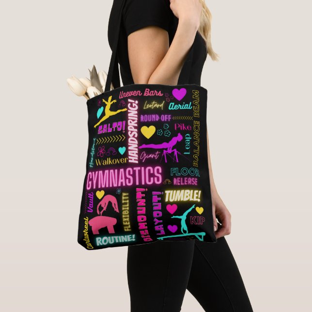 Colourful Girls Gymnastics Glossary Typography    Tote Bag (Close Up)