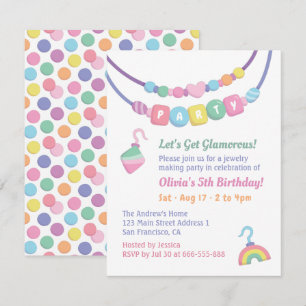 Colourful Girls Jewellery Making Party Invitations