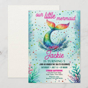 Colourful Girls Our Little Mermaid Birthday Invitation