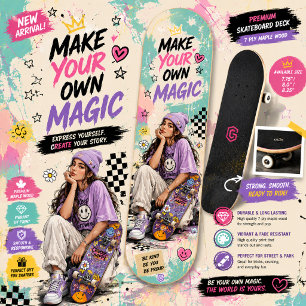 Colourful Girls Skateboard Design Cute Street Ar