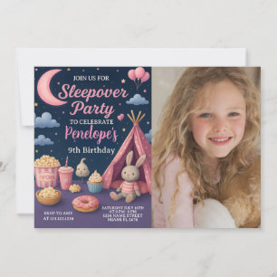 Colourful Girls Sleepover Party Invitation