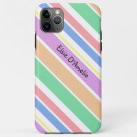 Colourful Girly Diagonal Stripe Personalised