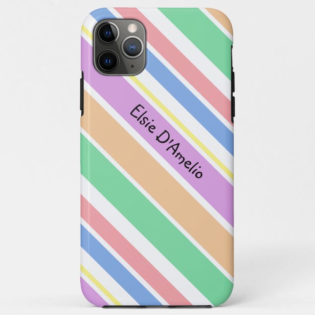 Colourful Girly Diagonal Stripe Personalised Case-Mate iPhone Case (Back)