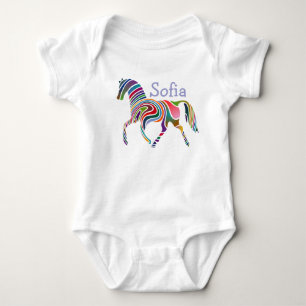 Colourful Girly Fantasy Horse Personalised Baby Bodysuit