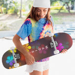 Colourful Girly Floral Custom Personalised Name Skateboard<br><div class="desc">Colourful Girly Floral Custom Personalised Name Skateboard features your personalised name in modern typography accented with colourful flowers. Personalise by editing the text in the text box provided. Give a custom made gift,  personalised skateboard to your favourite skateboarder for Christmas,  birthday or your BFF.  Designed by ©Evco Studio www.zazzle.com/store/evcostudio</div>